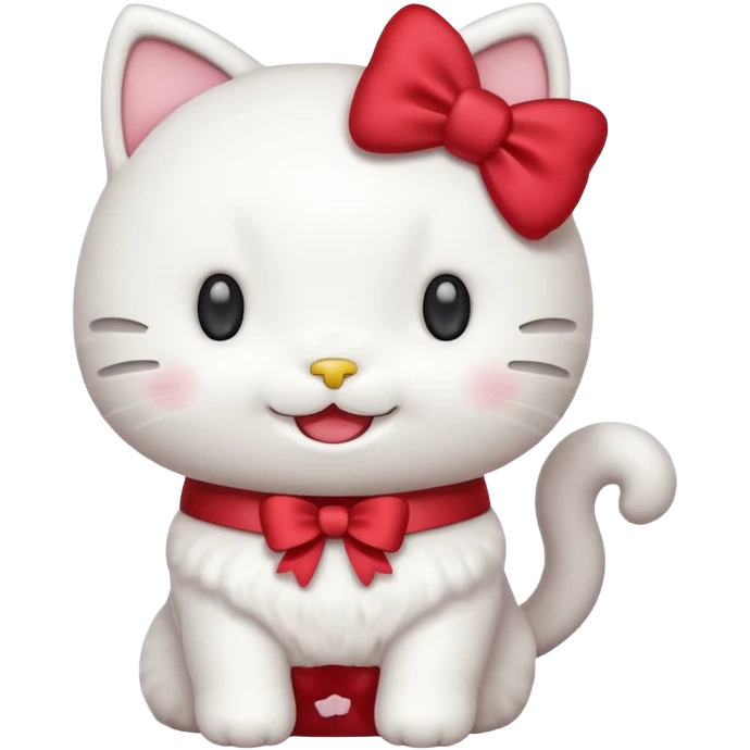Hello Kitty character laughing, cute, simple, white cat with a red bow, joyful expression emoji