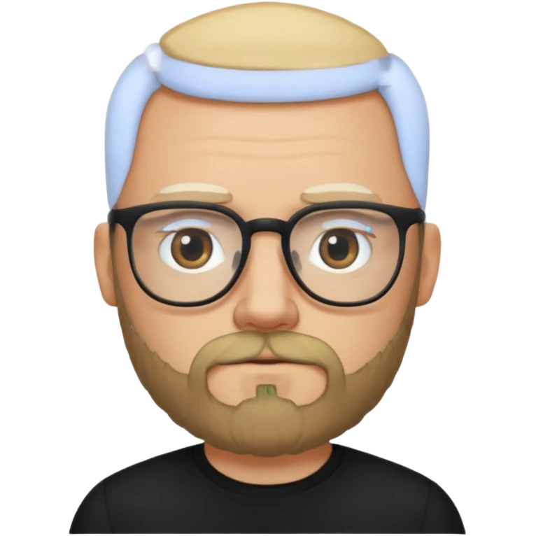 bald blonde bearded man with eyeglasses with black shirt emoji