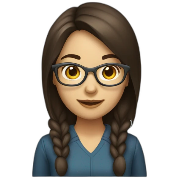 brunett girl software developer with a computer emoji