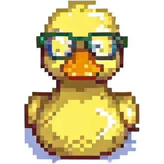 Rubber duck wearing tiny glasses emoji