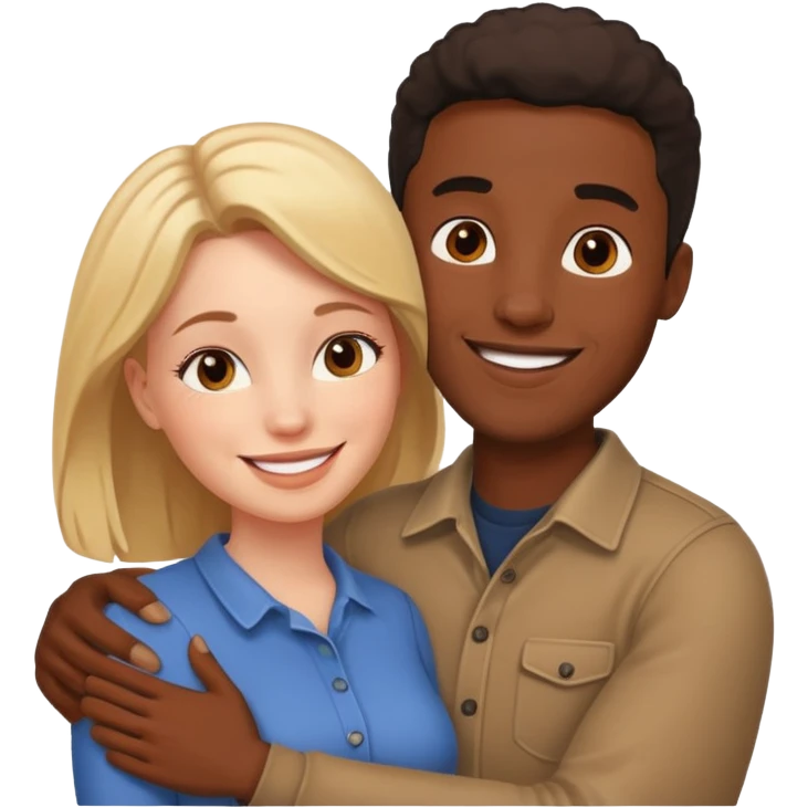 Romance - feeling of excitement associated with love - black man and white woman together emoji
