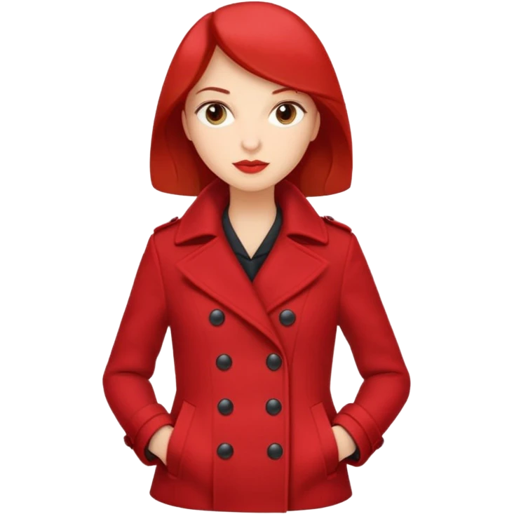 chic red pea coat for women, double-breasted emoji