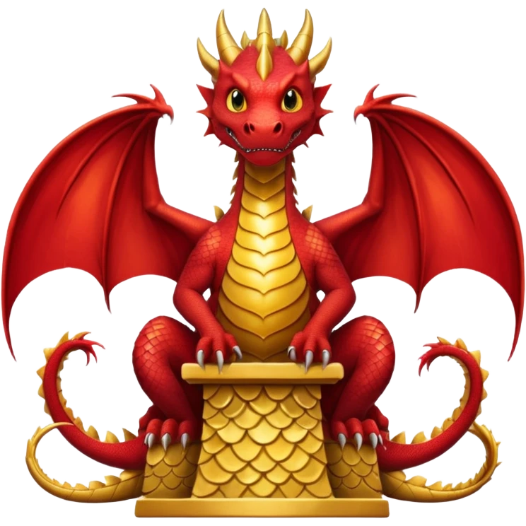 Create a poster Dragon sitting on a throne while people are watching him from below  emoji