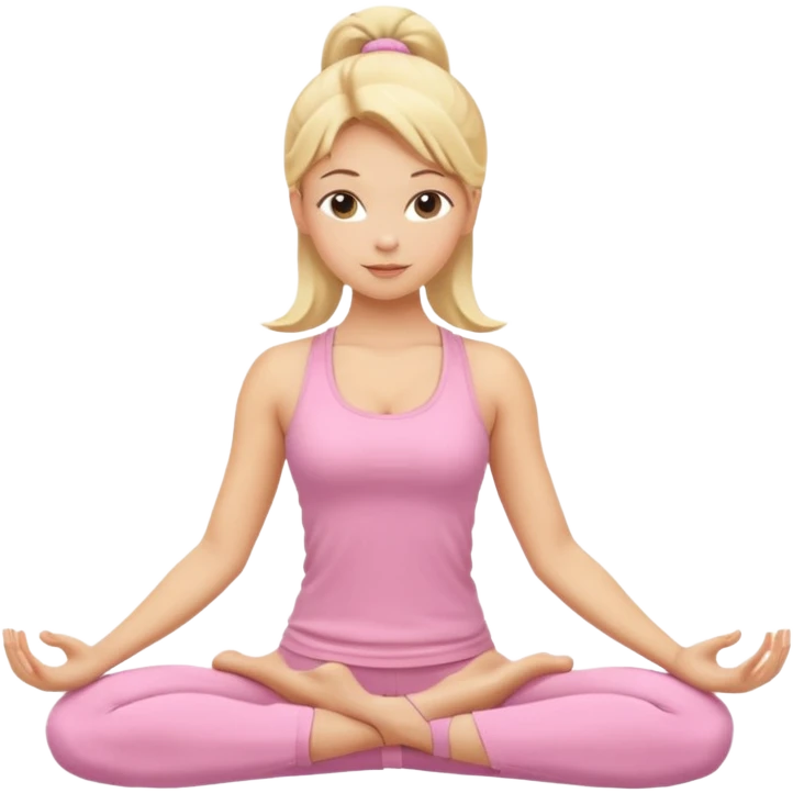 blonde yoga girl light pink clothes n emoji