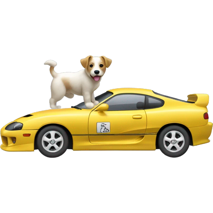 Toyota supra mk4 con un perro de conductor emoji
