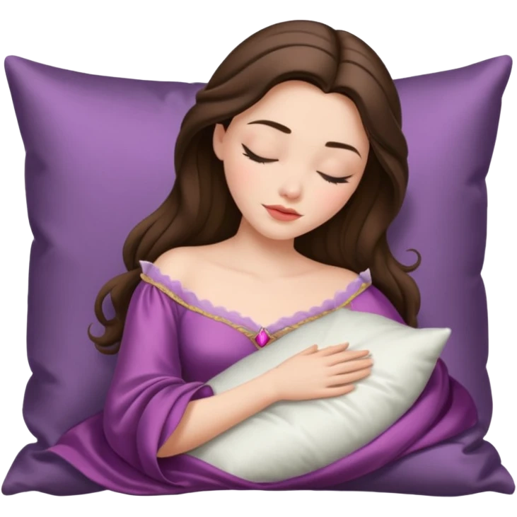 sleeping beauty brunette white girl with a silk pillow emoji