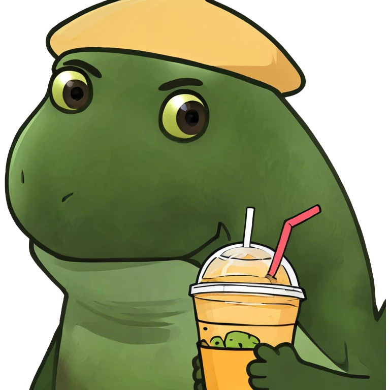 A turtle drinking boba emoji