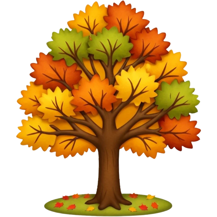 Fall tree with beautiful autumn colors, felt texture emoji