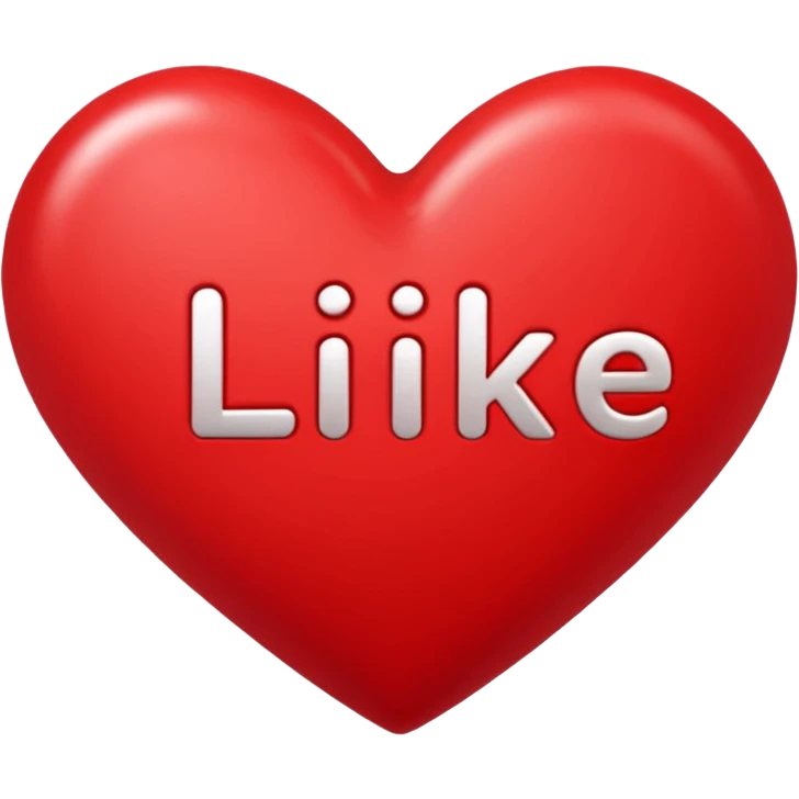 the inscription "like" with a red heart  emoji