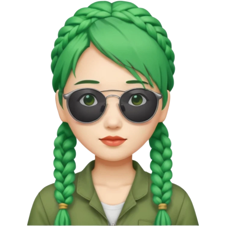 chinese green haired tourist with braids emoji