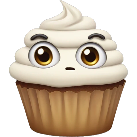 cupcake that’s visibly annoyed and big eyed emoji