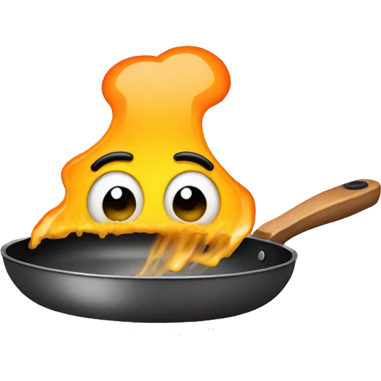 Crying face emoji with a frying pan as a hat emoji