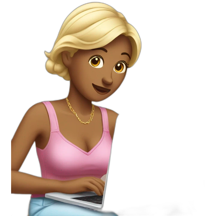 House wife doing online work from home on laptop emoji