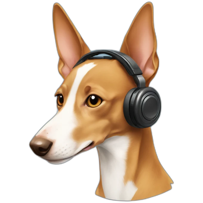 Podenco with earphones emoji