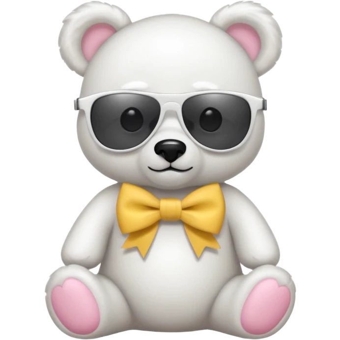 A white bear with a  bow and look soo cute and have sunglasses emoji