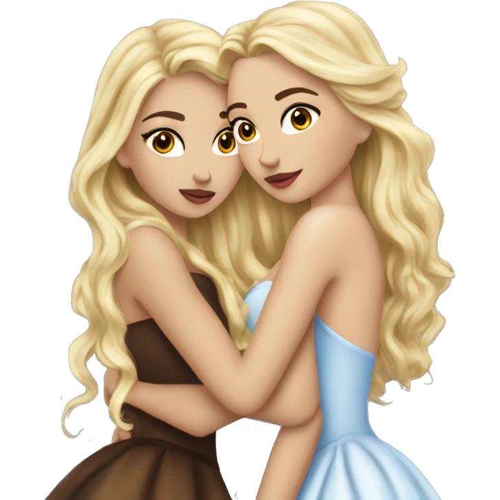 2 women princesses couple blonde deep kiss emoji
