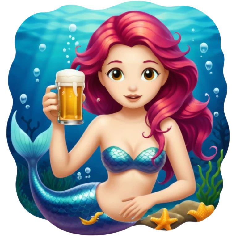 mermaid drinking beer emoji