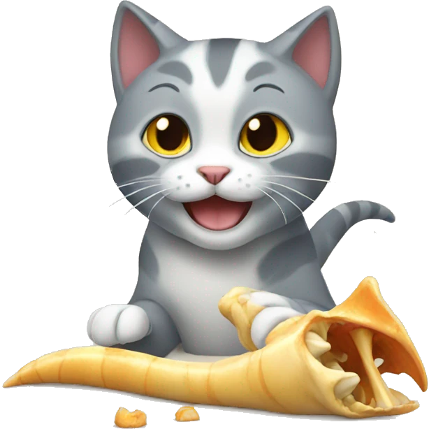 Cat eating dinosaur bones emoji