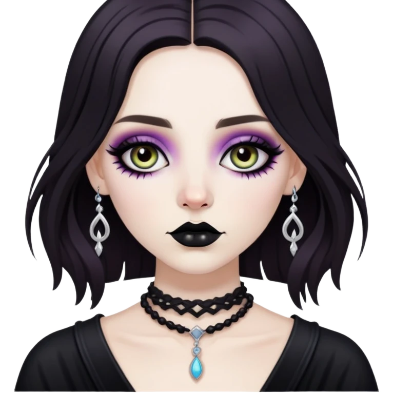 goth, pale hippy brunette baddie, pretty makeup emoji