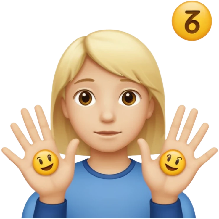 A kid with blonde icecream hair with two hands that are doing this 🫴 and flipped on the other side then have this emoji on the left hand 6️⃣ and this emoji in the other hand7️⃣ replace the ice cream with the numbers 6 and 7 emoji