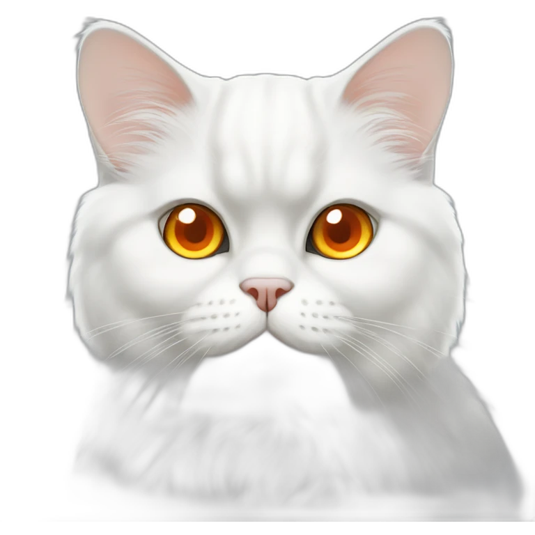white persian chinchilla cat with orange eye emoji