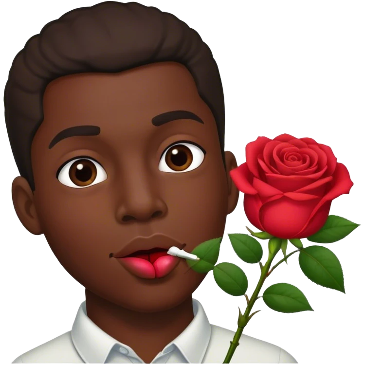 black guy with rose in mouth emoji