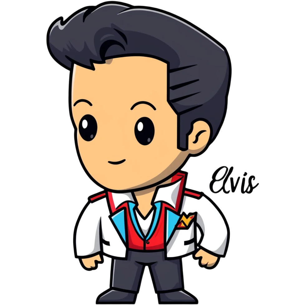 Elvis Presley with his signature look, portrait from chest up emoji