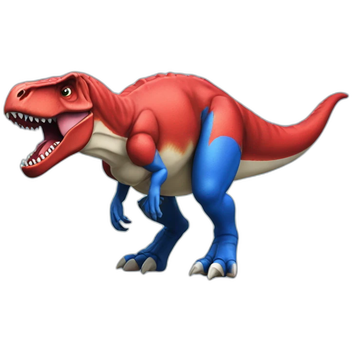 T Rex con camiseta de rugby azul y roja emoji