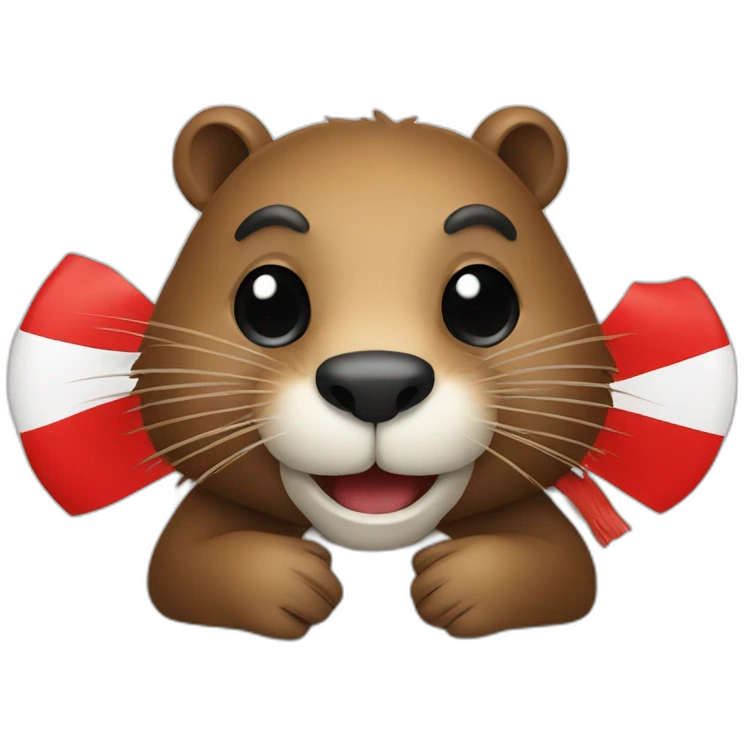 a beaver wrapped in a polish flag emoji