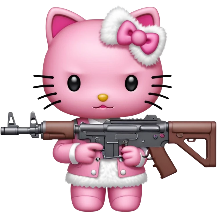 Hello kitty with m4 gun emoji