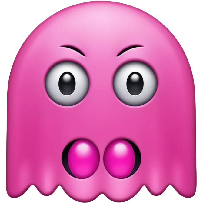 Pink Pacman ghost character with big eyelashes emoji