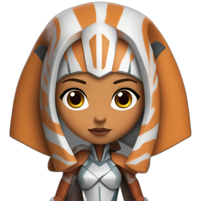 Sexy Ahsoka Tano (superhero pose) (portrait, front facing, Apple iOS 17 style) (small horns) emoji
