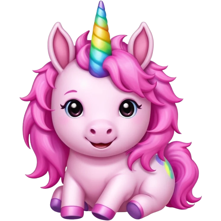 Cute Cartoon style pink baby unicorn 
 emoji