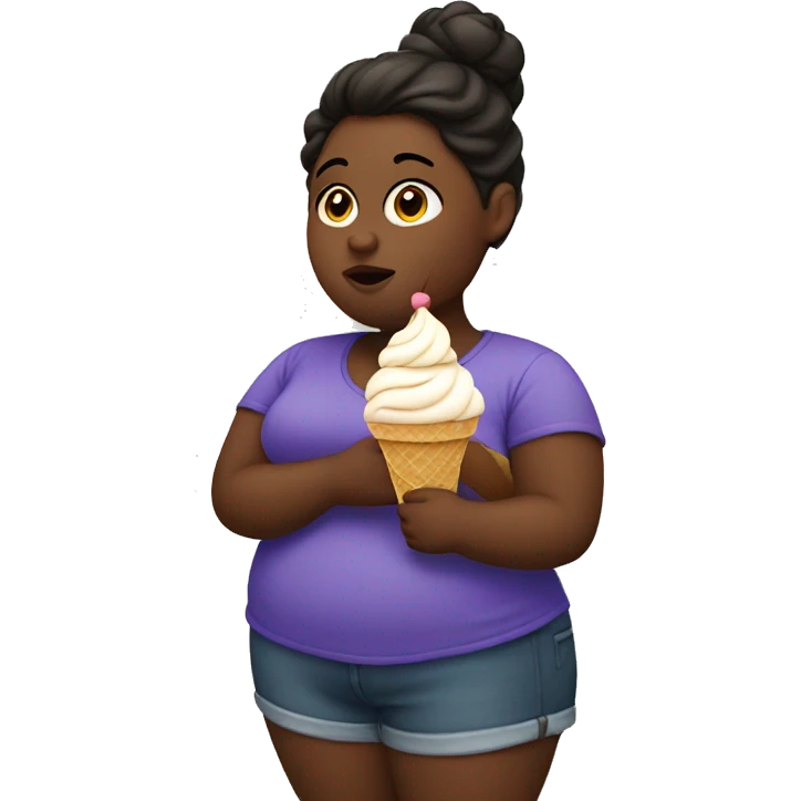fat girl eating ice cream  emoji