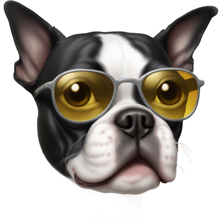 Boston terrier wearing sunglasses emoji