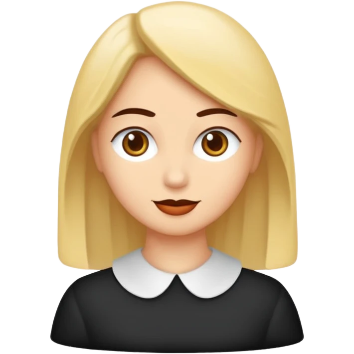 Çok güzel bir sarışın kadın saçları düz uzun kıyafeti beyaz göz rengi kahverengi emoji