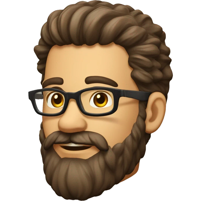 Homme Cheveux mi-long brun lunette barbe courte emoji