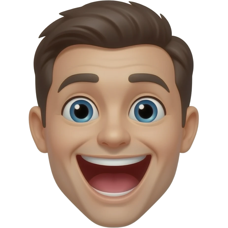 the emoji 😀 with a giant mouth emoji