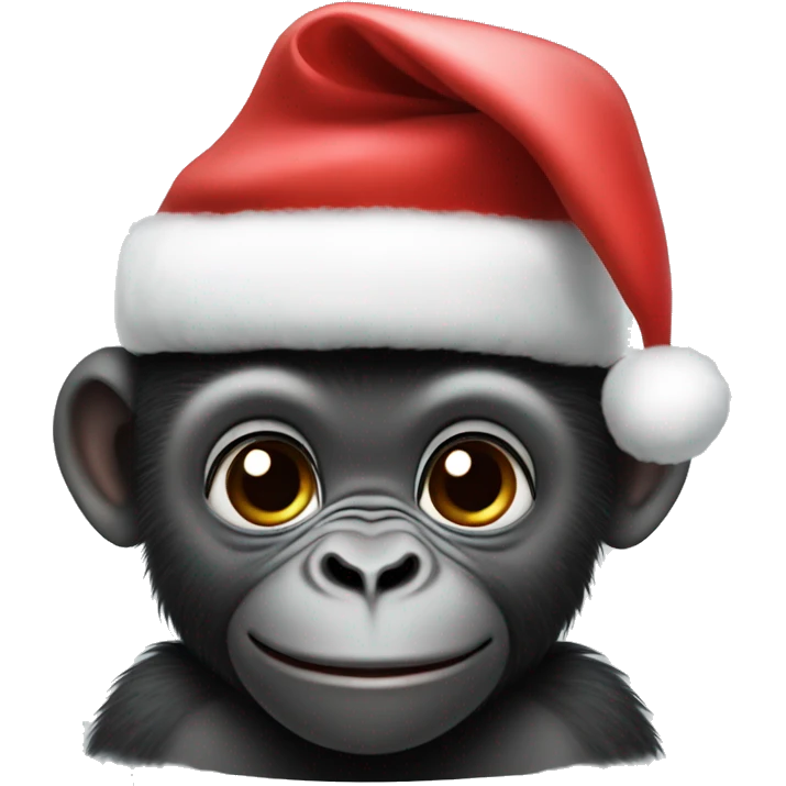 Baby gorilla with a Christmas hat  emoji