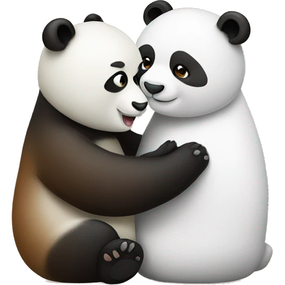 One white panda kissing one brown panda emoji