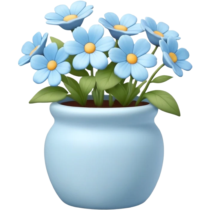 pastel blue flowers growing in a cute pot emoji