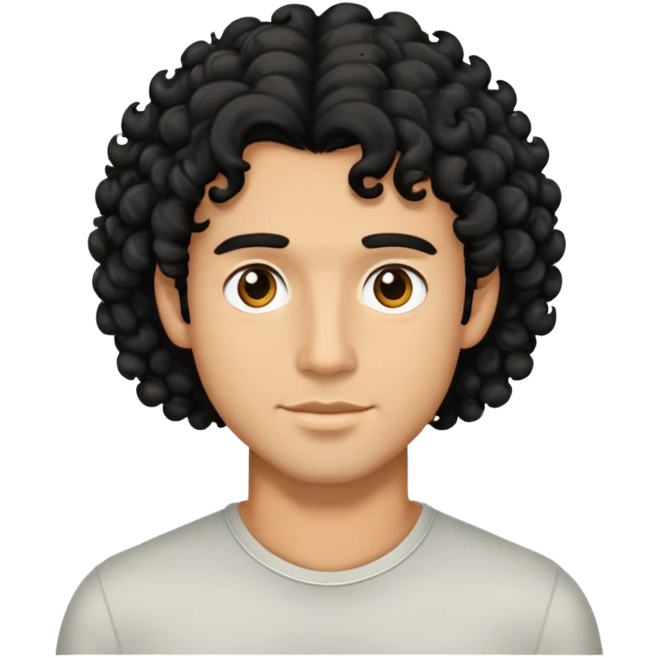 Man with medium length black curly hair and he has tan skin emoji