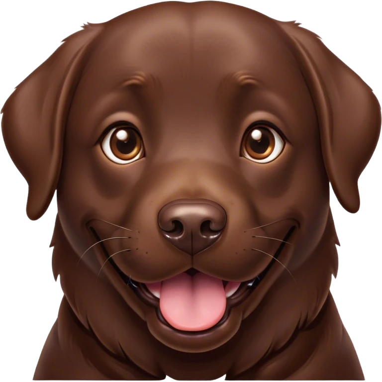 Cinematic Comical Chocolate Labrador Portrait Emoji, Head tilted dramatically with an exaggeratedly amused expression, featuring a glossy chocolate Fur with a rich, radiant finish, wide, expressive brown eyes filled with playful disbelief, Simplified yet hilariously expressive features, highly detailed, glowing with a slightly sassy glow, high shine, dramatic yet playful, stylized with an air of cheeky mischief, bright and endearing, soft glowing outline, capturing the essence of a spirited and over-the-top companion, so meme-worthy it feels like it could side-eye its way into internet fame instantly! emoji