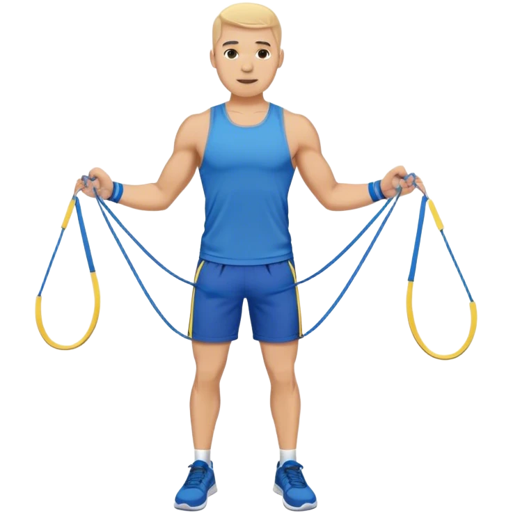 fit man with blue shorts resistance bands exercises emoji