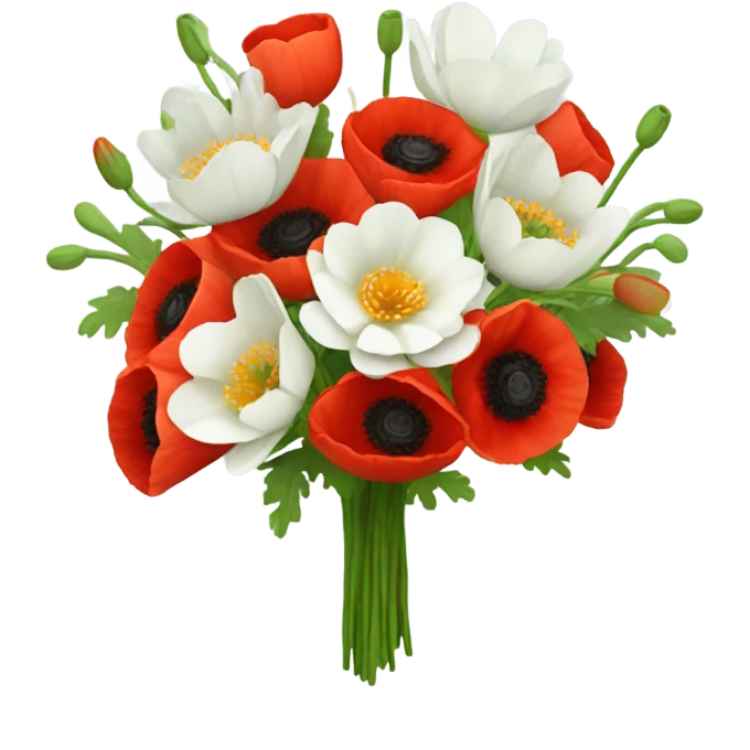 Bouquet with poppy and water lily  emoji