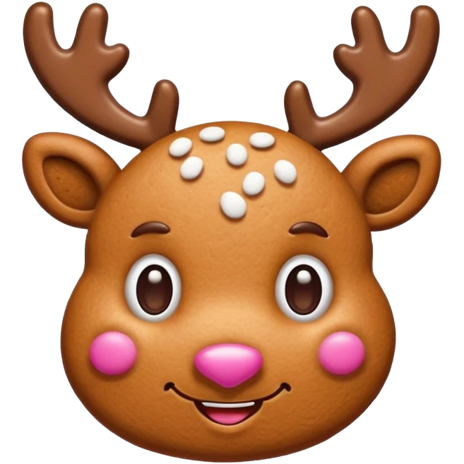 gingerbread cookie in cute reindeer face shape emoji