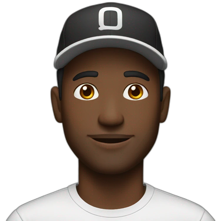 Man, black t-shirt, white cap and brown hair  emoji