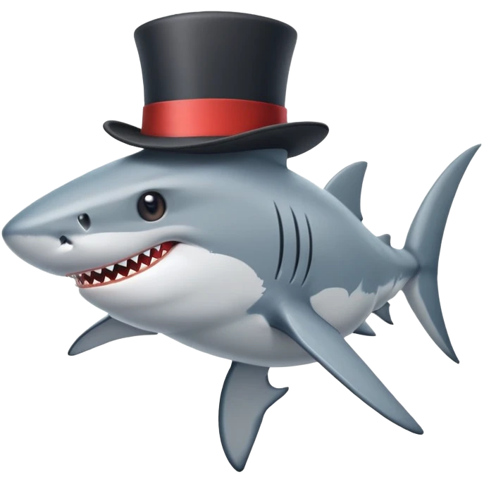 Shark with a top hat emoji