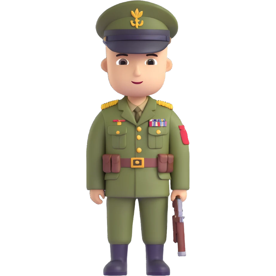 military man with the flag of Quebec in the background emoji