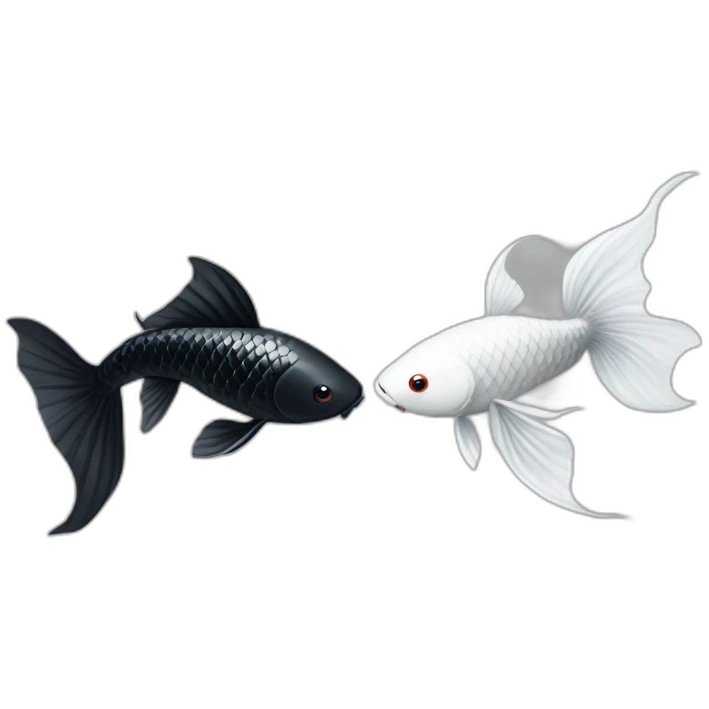 black koi fish and white koi fish circulating each other emoji